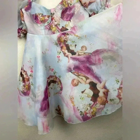 SELKIE The Cupid's Serenade Parliament Dress Women's Medium NWT Puff Sleeve Blue - Picture 8 of 16